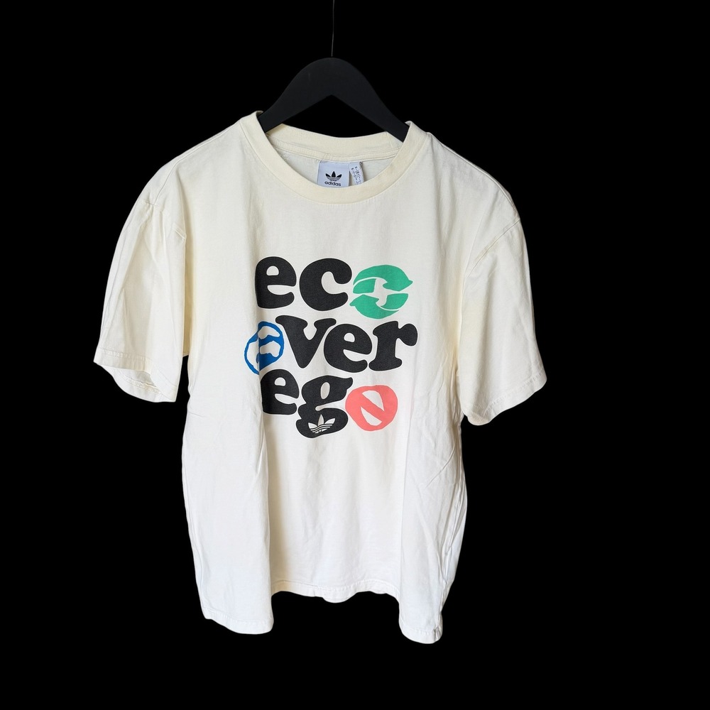 Adidas Originals Eco Over Ego Unisex T-Shirt Cream Off-White Large